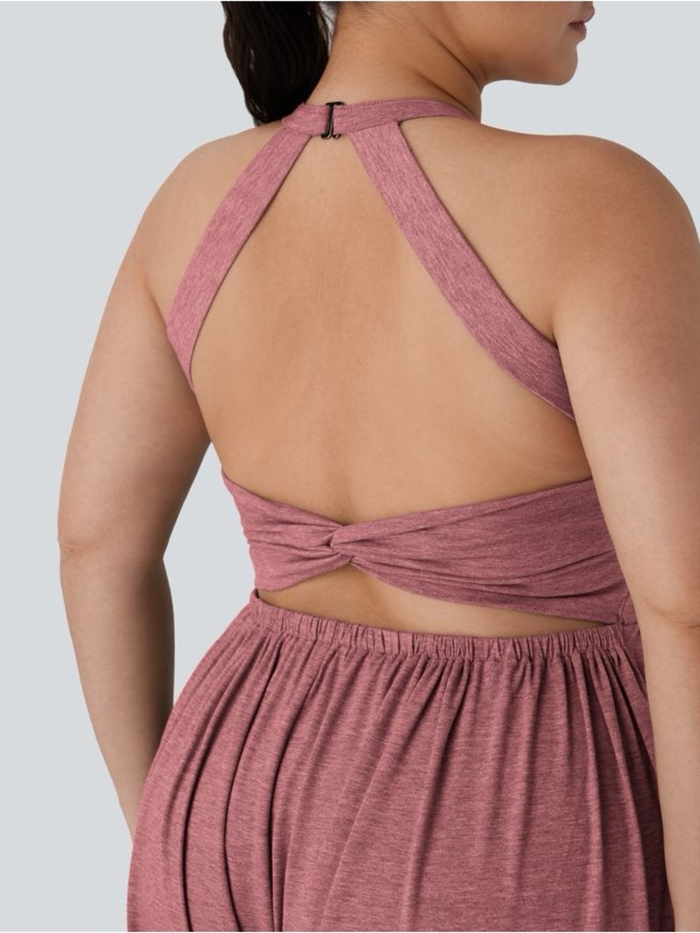 Halara Heathered Mauve Halter Jumpsuit with Pockets - Picture 4 of 4